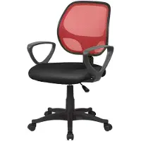 Dmora Bürostuhl Ddjidj, Mesh-Arbeitsstuhl mit Armlehnen, Ergonomischer Bürositz, 56x57h88/100 cm, Schwarz und Rot