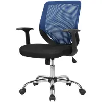 Dmora Bürostuhl Daaro, Mesh Chefsessel mit Armlehnen, Ergonomischer Bürositz, 60x54h90/98 cm, Schwarz und Blau