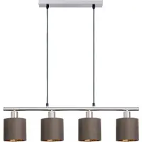 Näve Pendelleuchte - 4er Pendelleuchte "MARON" L: 72,4cm, Hängelampe im Scandi Style, ausMetall und Textilmaterial in braun, 140 cm hoch, Maße 72,4 x 12 cm, E14-Fassung