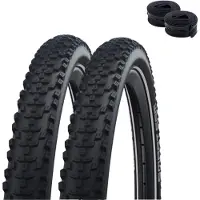 Bike-parts 2 x Schwalbe Smart Sam HS624 Performance 29 x 2,60 (65-622) Schwarz/Reflex + 2 x Schwalbe Schläuche SV21F inkl. Reifenheber