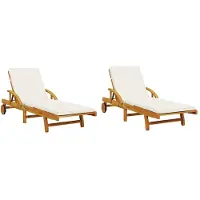 vidaXL Sonnenliegen 2 Stk. mit Auflagen 200x68x83 cm Massivholz Akazie