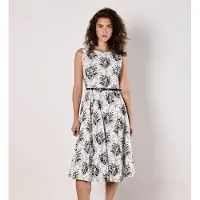 Apricot Midikleid "Midikleid mit Rosendruck" abnehmbarer Gürte, mit abmehmbarem Gürtel