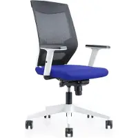 Rocada Ergoline 908W-3, Gepolsterter Sitz, Netz-Rückenlehne, Blau, Schwarz, Weiß, Stoff, Schaum, Netz, Technopolymer