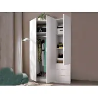 Dmora 3-türiger Kleiderschrank - Weiß, für Schlafzimmer 52x121 cm