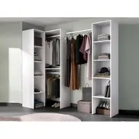 Dmora Kleiderschrank Dluvumb, Struktur für begehbaren Eckschrank, offene Eckgarderobe, 226 x 79 x 186 cm, Weiß
