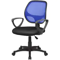 Dmora Bürostuhl Ddjidj, Mesh-Arbeitsstuhl mit Armlehnen, Ergonomischer Bürositz, 56x57h88/100 cm, Schwarz und Blau