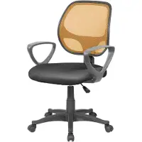 Dmora Bürostuhl Ddjidj, Mesh-Arbeitsstuhl mit Armlehnen, Ergonomischer Bürositz, 56x57h88/100 cm, Schwarz und Orange