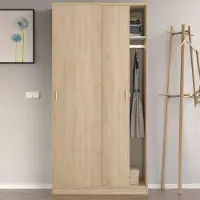 Dmora Garderobe Dgagn, Schlafzimmer Kleiderschrank mit 2 Schiebetüren, Schrank mit Regal und Kleiderbügelstange, 100x50h200 cm, Eiche