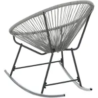 vidaXL Schaukelstuhl Mondstuhl Grau Poly Rattan