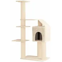 vidaXL Katzennbaum mit Sisal-Kratzsäulen Creme 183 cm