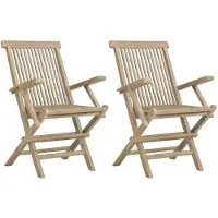 vidaXL Gartenstühle 2 Stk. Klappbar Grau 56x61x89 cm Massivholz Teak