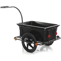 Wiltec Fahrrad Lastenanhänger 158x69x51 cm bis 80 kg, Fahrradanhänger mit 90 L Transportwanne, Kupplung und Luftreifen, Handwagen Anhänger für Fahrrad