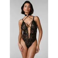 Hunkemoller Private Body offenem Schritt Brandy Schwarz