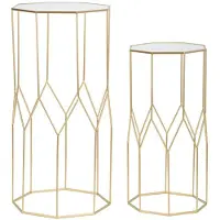 Mauro Ferretti Paar neue quadratische Telefontische aus Glas in Goldmetall und Glas - Modernes Glam-Design - Glam-Stil 1427820000