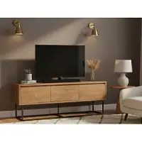 Dmora TV-Schrank Eos 140x40x50 cm Braun, 1 Regal 3 Schubladen