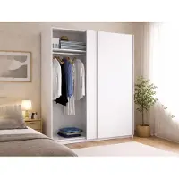 Dmora Kleiderschrank 2 Türen Nuptse 150x204 cm Weiß, Garderobe
