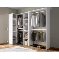 Dmora Kleiderschrank Dmagrin, Struktur für begehbaren Eckschrank, offene Eckgarderobe, 228 x 79 x 187 cm, Weiß