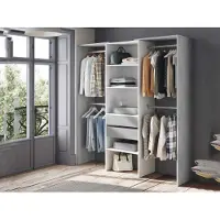 Dmora Garderobe Djajal, Struktur für begehbaren Kleiderschrank, Offener Kleiderschrank ohne Türen, Begehbarer Kleiderschrank, 179x50h202 cm, Weiß und Zement