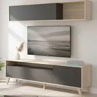 Dmora Wandregal Tambo 180x41x180 cm Schwarz, 4 Regale