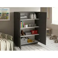 Dmora Demos Schrank 2-türig Zulimo 120x126 cm Grau 3 Regalböden