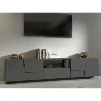 Dmora TV-Ständer Dcortinovi, niedriges Wohnzimmer-Kommode mit 4 Türen und 1 Schublade, TV-Ständer-Basis, 220x44x46 cm, Anthrazit
