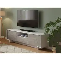 Dmora TV-Ständer Darrighin, TV-Ständer für das Wohnzimmer, niedriges Wohnzimmer-Sideboard mit 2 Türen und 1 Schublade, 100 % Italy, 170 x 42 x 48 cm, Weiß und Zement