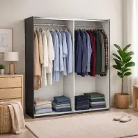 Dmora Großer Mehrzweckschrank Hagupit, Multifunktionale Möbel, Schuhschrank, Besenschrank, 179x62 h220 cm, Grau