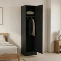 Dmora Großer Garderobenschrank Cecile 49,2x200h cm, Schwarz, 1 Tür