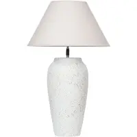 Beliani Tischlampe Weiß Keramik Vasenform 57 cm Stoffschirm Leinen Kegelform Verstellbar Langes Kabel mit Schalter Modern Schlaf- u. Wohnzimmer Leuchte