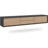 Petits-meubles TV-Möbel Idra mit 2 Schubladen und 2 Türen, Holzoptik und Grau, 180cm