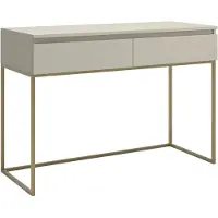 Selsey Bemmi - Schminktisch Schreibtisch, Graubeige mit goldenem Metallgestell, 120 cm