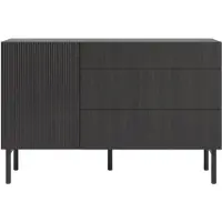 Selsey Nolie - Sideboard mit 3 Schubladen, Holzoptik Esche Schwarz, 140 cm