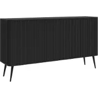 Selsey Ovarlo - Sideboard, Schwarz mit schwarzen Metallbeinen, 163 cm