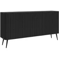 Selsey Ovarlo - Kommode mit 6 Schubladen, Schwarz mit Metallbeinen, 168 cm