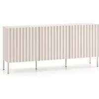 Selsey Derriva - Sideboard 3-türig mit geriffelten Fronten, hellbeige, 170 cm