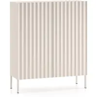 Selsey Derriva - Highboard mit geriffelten Fronten, hellbeige, 100 cm