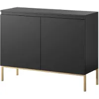Selsey Bemmi - Sideboard 2-türig, Schwarz mit goldenem Gestell, 100 cm