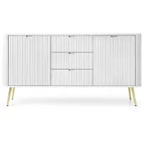 Selsey Zova - Sideboard 2-türig mit 3 Schubladen, weiß mit goldenen Beinen, 168 cm