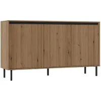 Selsey Osaka - Sideboard 3-türig mit geriffelten Fronten, Eichenholzoptik Evoke, 149 cm