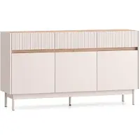 Selsey Dunea – Sideboard 3-türig mit 3 Schubladen, Kaschmirgrau/Eichenholzoptik, 154 cm