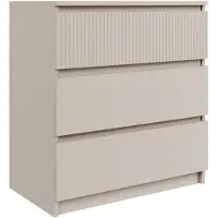 Selsey Sandia – Kommode mit drei Schubladen und geriffelter Front Kaschmirgrau, 70 cm