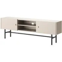 Selsey Divenos - TV-Lowboard Greige mit schwarzen Metallbeinen, 155 cm