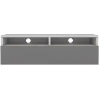 Selsey Rednaw - TV-Schrank mit Schublade, Mattweiß / Hochglanz Grau mit LED, 100 cm