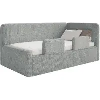 Selsey Fanko – Kinderbett 90x200 cm mit Rausfallschutz, Matratze, Kopfteil rechts, Plüsch, Grau