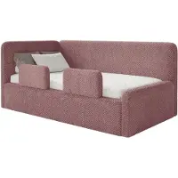 Selsey Fanko – Kinderbett 90x200 cm mit Rausfallschutz, Matratze, Kopfteil links, Plüsch, Rosa