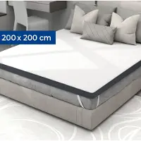 CozySense Topper 200x200 – Matratzenauflage – Matratzenauflage – Memory-Schaum mit kühlendem Gel – CertiPUR – mittlere Härte – 8 cm – waschbarer Bezug