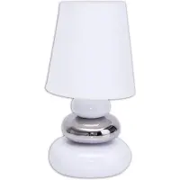 Näve Tischleuchten - Keramik Tischleuchte "STONEY", Tischlampe im Retro Style, aus Keramik in weiß, 31 cm hoch, Ø 16 cm, E14-Fassung – Schnurschalter