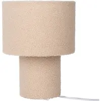 Näve Tischleuchten - Tischleuchte "FLUFFY" H: 31cm almond, Tischlampe im Retro Style, aus Metall, Kunststoff und Textilmaterial in beige, 31 cm hoch, Ø 23 cm, E27-Fassung – Schnurschalter