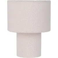 Naeve Tischleuchten - Tischleuchte "FLUFFY" H: 31cm weiß, Tischlampe im Retro Style, aus Metall und Textilmaterial in weiß, 31 cm hoch, Ø 23 cm, E27-Fassung – Schnurschalter