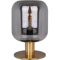 Näve Tischleuchten - Glas-Tischleuchte "ALESSIO" H: 30 cm, Tischlampe im Retro Style, aus Metall und Glas in gold, 30 cm hoch, Ø 20 cm, E27-Fassung – Schnurschalter